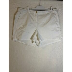 J.Crew Women White Chino Shorts Size 18 Re-Imagined Stretch Cotton Fair Trade